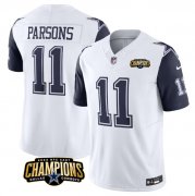 Cheap Men's Dallas Cowboys #11 Micah Parsons White Navy 2023 F.U.S.E. NFC East Champions Patch Football Stitched Jersey