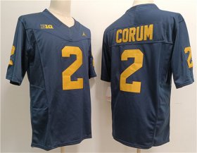 Cheap Men\'s Michigan Wolverines #2 Blake Corum Navy Stitched Jersey