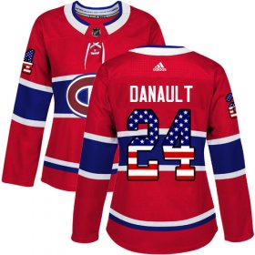 Wholesale Cheap Adidas Canadiens #24 Phillip Danault Red Home Authentic USA Flag Women\'s Stitched NHL Jersey