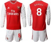 Wholesale Cheap Arsenal #8 Ramsey Red Home Long Sleeves Soccer Club Jersey