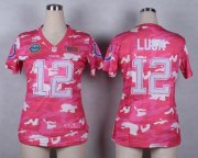 Wholesale Cheap Nike Colts #12 Andrew Luck Pink Women's Stitched NFL Elite Camo Fashion Jersey