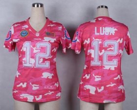 Wholesale Cheap Nike Colts #12 Andrew Luck Pink Women\'s Stitched NFL Elite Camo Fashion Jersey