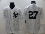 Wholesale Cheap Men's New York Yankees #27 Giancarlo Stanton No Name White Throwback Stitched MLB Cool Base Nike Jersey