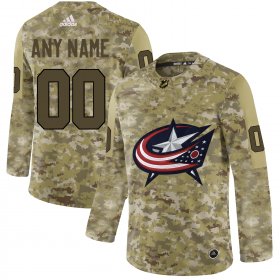 Wholesale Cheap Men\'s Adidas Blue Jackets Personalized Camo Authentic NHL Jersey