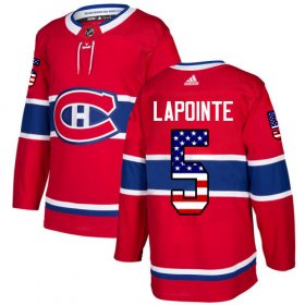 Wholesale Cheap Adidas Canadiens #5 Guy Lapointe Red Home Authentic USA Flag Stitched NHL Jersey