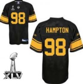 Wholesale Cheap Steelers #98 Casey Hampton Black With Yellow Number Super Bowl XLV Stitched NFL Jersey