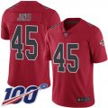 Wholesale Cheap Nike Falcons #45 Deion Jones Red Men's Stitched NFL Limited Rush 100th Season Jersey