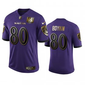 Wholesale Cheap Baltimore Ravens #80 Miles Boykin Men\'s Nike Purple Team 25th Season Golden Limited NFL Jersey