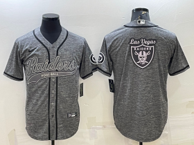 Wholesale Cheap Men\'s Las Vegas Raiders Grey Team Big Logo With Patch Cool Base Stitched Baseball Jersey