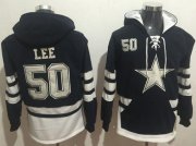 Wholesale Cheap Nike Cowboys #50 Sean Lee Navy Blue/White Name & Number Pullover NFL Hoodie