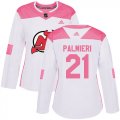 Wholesale Cheap Adidas Devils #21 Kyle Palmieri White/Pink Authentic Fashion Women's Stitched NHL Jersey