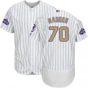 Wholesale Cheap Cubs #70 Joe Maddon White(Blue Strip) Flexbase Authentic 2017 Gold Program Stitched MLB Jersey