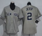 Wholesale Cheap Yankees #2 Derek Jeter Grey Women's Road Stitched MLB Jersey