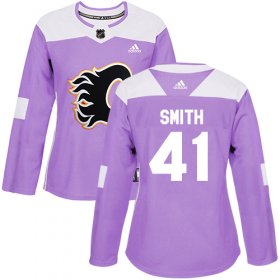 Wholesale Cheap Adidas Flames #41 Mike Smith Purple Authentic Fights Cancer Women\'s Stitched NHL Jersey