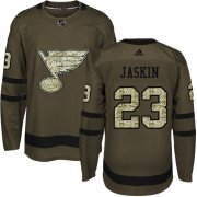 Wholesale Cheap Adidas Blues #23 Dmitrij Jaskin Green Salute to Service Stitched NHL Jersey