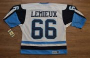 Wholesale Cheap Penguins #66 Mario Lemieux Stitched White/Blue CCM Throwback NHL Jersey