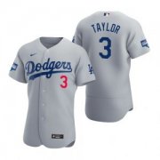 Wholesale Cheap Los Angeles Dodgers #3 Chris Taylor Gray 2020 World Series Champions Jersey