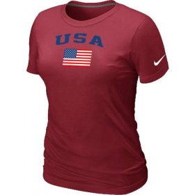 Wholesale Cheap Women\'s USA Olympics USA Flag Collection Locker Room T-Shirt Red