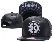 Wholesale Cheap NFL Pittsburgh Steelers Team Logo Black Snapback Adjustable Hat 02