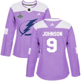 Cheap Adidas Lightning #9 Tyler Johnson Purple Authentic Fights Cancer Women\'s 2020 Stanley Cup Champions Stitched NHL Jersey