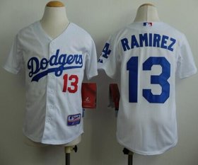 Wholesale Cheap Dodgers #13 Hanley Ramirez White Cool Base Stitched Youth MLB Jersey