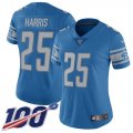 Wholesale Cheap Nike Lions #25 Will Harris Light Blue Team Color Women's Stitched NFL 100th Season Vapor Untouchable Limited Jersey