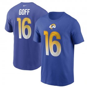 Wholesale Cheap Los Angeles Rams #16 Jared Goff Nike Team Player Name & Number T-Shirt Royal