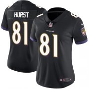 Wholesale Cheap Nike Ravens #81 Hayden Hurst Black Alternate Women's Stitched NFL Vapor Untouchable Limited Jersey