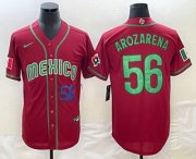 Cheap Mens Mexico Baseball #56 Randy Arozarena Number 2023 Red World Classic Stitched Jersey