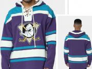 Wholesale Cheap Anaheim Ducks Purple Men's Customized All Stitched Hooded Sweatshirt