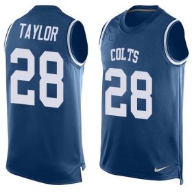 Wholesale Cheap Nike Colts #28 Jonathan Taylor Royal Blue Team Color Men\'s Stitched NFL Limited Tank Top Jersey