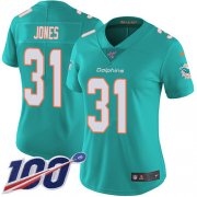 Wholesale Cheap Nike Dolphins #31 Byron Jones Aqua Green Team Color Women's Stitched NFL 100th Season Vapor Untouchable Limited Jersey