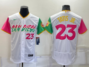 Wholesale Cheap Men's San Diego Padres #23 Fernando Tatis Jr White Number 2022 City Connect Flex Base Stitched Jersey