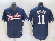 Cheap Men's New York Yankees #11 Anthony Volpe Navy Cool Base Stitched Baseball Jersey