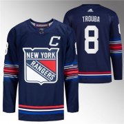 Cheap Men's New York Rangers #8 Jacob Trouba Navy Stitched Jersey