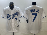 Cheap Men's Kansas City Royals #7 Bobby Witt Jr Number White Cool Base Stitched MLB Jersey