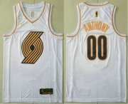 Wholesale Cheap Men's Portland Trail Blazers #00 Carmelo Anthony White Golden Nike Swingman Stitched NBA Jersey