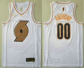 Wholesale Cheap Men\'s Portland Trail Blazers #00 Carmelo Anthony White Golden Nike Swingman Stitched NBA Jersey