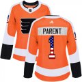 Wholesale Cheap Adidas Flyers #1 Bernie Parent Orange Home Authentic USA Flag Women's Stitched NHL Jersey