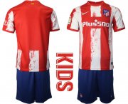 Wholesale Cheap Youth 2021-2022 Club Atletico Madrid home red blank Nike Soccer Jersey