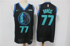 Wholesale Cheap Men\'s Dallas Mavericks #77 Luka Doncic Black 2019 City Edition NBA Swingman Stitched NBA Jersey With NEW Sponsor Logo