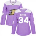 Wholesale Cheap Adidas Ducks #34 Sam Steel Purple Authentic Fights Cancer Women's Stitched NHL Jersey