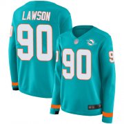 Wholesale Cheap Nike Dolphins #90 Shaq Lawson Aqua Green Team Color Women's Stitched NFL Limited Therma Long Sleeve Jersey