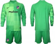 Wholesale Cheap Men 2021-2022 Club Atletico Madrid green goalkeeper Long Sleeve blank Soccer Jersey