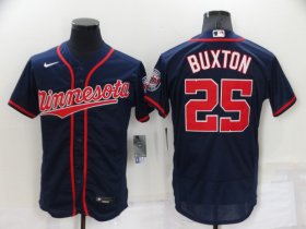 Wholesale Cheap Men\'s Washington Nationals #25 Byron Buxtonon Navy Blue With Team Patch Stitched MLB Flex Base Jersey