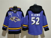 Wholesale Cheap Men's Baltimore Ravens #52 Ray Lewis Ageless Must-Have Lace-Up Pullover Hoodie