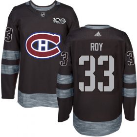 Wholesale Cheap Adidas Canadiens #33 Patrick Roy Black 1917-2017 100th Anniversary Stitched NHL Jersey