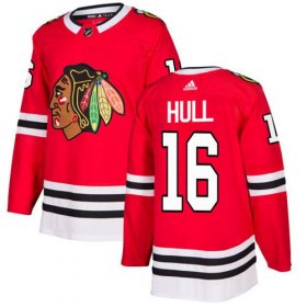 Wholesale Cheap Adidas Blackhawks #16 Bobby Hull Red Home Authentic Stitched NHL Jersey