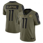 Wholesale Cheap Men's Pittsburgh Steelers #11 Chase Claypool Nike Olive 2021 Salute To Service Limited Player Jersey