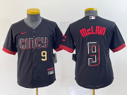 Wholesale Cheap Youth Cincinnati Reds #9 Matt McLain Number Black 2023 City Connect Cool Base Stitched Jersey1